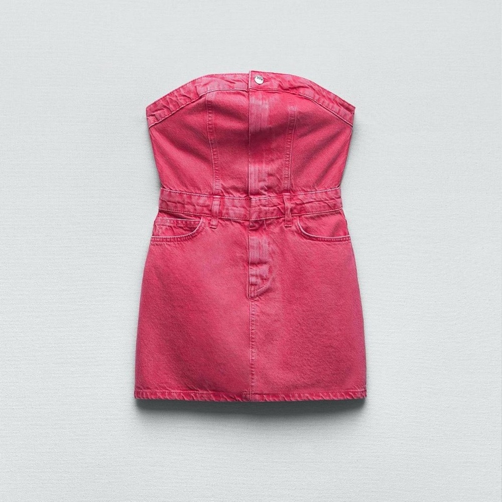 Zara pink denim mini dress